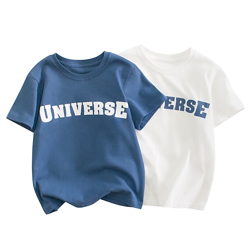 

Bambino Da ragazzo maglietta Tee Alfabetico Manica corta Top bambini Informale Adorabile Giornaliero Estate Bianco 5-13 anni