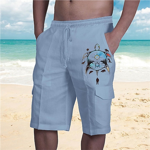 

Homme Short Short d'été Short de plage Cordon Taille elastique Multi poche Graphic Animal Respirable Doux Court Casual du quotidien Vacances Vêtement de rue Design Blanche Bleu Micro-élastique