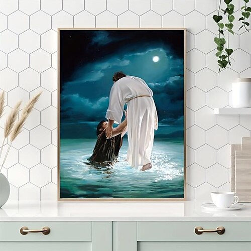 

1pc Christian Jesus religiöser Glaube Poster Wandkunst, Gott Jesus Poster Wandkunst Malerei Wohnzimmer Küche Schlafzimmer Dekor kein Rahmen