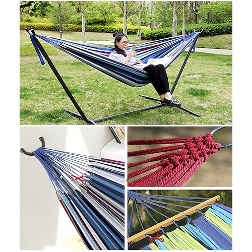 

Campinghängematte Außen Atmungsaktiv Atmungsaktivität tragbar Einstellbar flexibel Rasche Trocknung Nylon mit Karabinern und Baumgurten für 1 Person Strand Reisen Gelb Purpur Braun 260100 cm