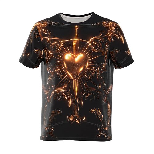 

Herre T-shirt T-Shirts Grafisk Hjerte Rund hals Tøj 3D-udskrivning udendørs Afslappet Kortærmet Trykt mønster Mode Designer Årgang