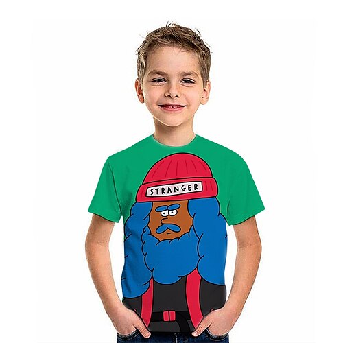 

mode bogstavmønster trykt kortærmet t-shirt mode 3d printede farverige skjorter til drenge og piger