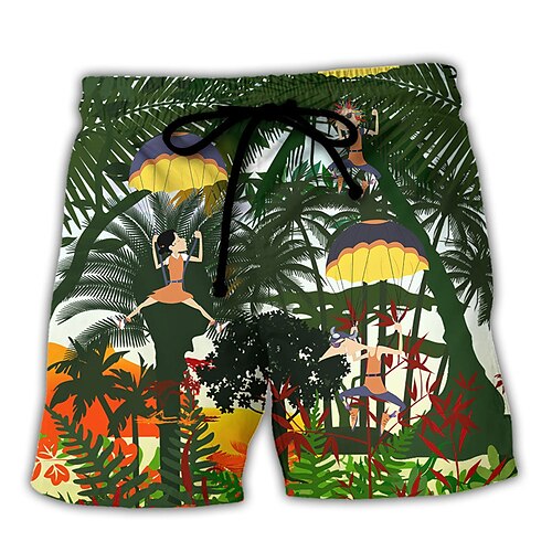 

Per uomo Boxer da surf Pantaloncini da mare Boxer da mare Pantaloncini estivi Pantaloncini da spiaggia A cordoncino con fodera in rete Vita elastica Cartoni animati Albero di cocco Stampe astratte