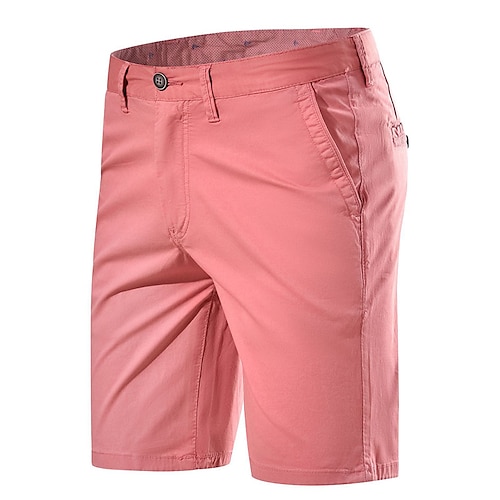 

Men's Shorts Chino Shorts Bermuda shorts Pocket Plain Comfort Breathable Outdoor Daily Going out Cotton Blend Fashion Casual Pink Red