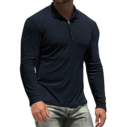 

Herren Golfhemd Strickpolo Casual Festtage Kargen Viertel Postleitzahl Langarm Modisch Basic Glatt Viertel Postleitzahl Sommer Regular Fit Schwarz Weiß Wein Kamel Grün Dunkelblau Golfhemd