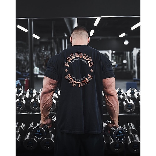 

Per uomo T-shirt da corsa Maglia da palestra Manica corta Superiore Sportivo Athleisure Cotone Traspirante Morbido Fitness Corsa Jogging abbigliamento sportivo Abbigliamento sportivo Nero Nero chiaro