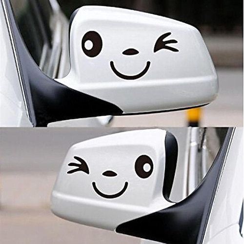 

2 uds pegatinas bonitas de dibujos animados con cara sonriente para coche, pegatinas para espejo retrovisor de coche, estilo de coche l r pegatina de espejo para coches camiones