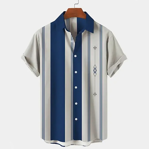 

Per uomo Camicia Camicia da bowling Camicia con bottoni Camicia estiva Maglietta informale Blu Manica corta Color Block Stampe astratte Collo ripiegabile Giornaliero Da mare Stampa Abbigliamento Di