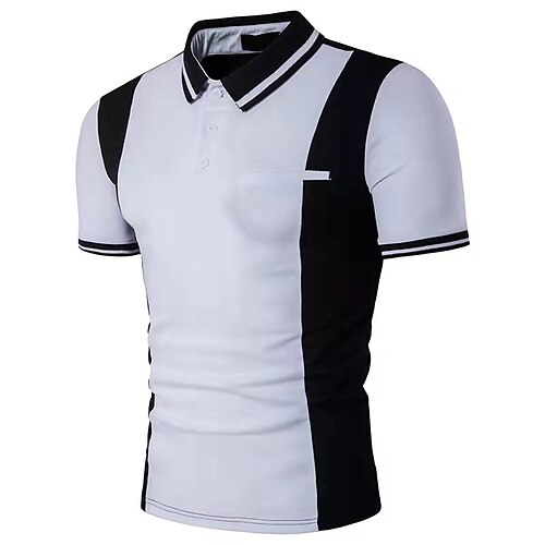 Homme POLO T Shirt golf Casual du quotidien Col Col de Chemise Manche Courte Actif Bloc de couleur Patchwork Eté Mince Noir Blanche POLO