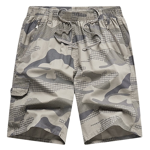 

Per uomo Pantaloncini larghi Stampa Mimetico All'aperto Sport Breve Informale Misto cotone Pantaloncini Largo Verde militare Nero Anelastico