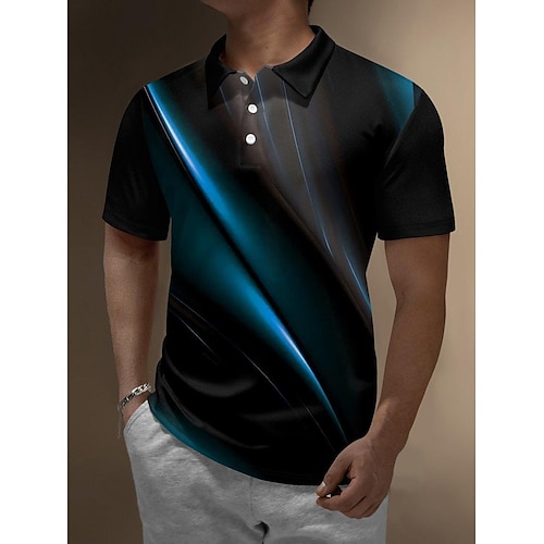 

Per uomo POLO Camicia da golf Golf Gradiente Stampe astratte Geometria Collo ripiegabile Blu Esterno Strada Maniche corte Bottone giù Stampa Abbigliamento Sportivo Di tendenza Streetwear Originale