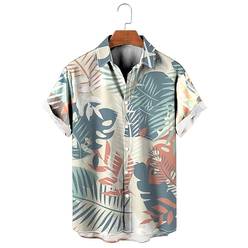 

Herren Hemd Vintage Hawaiihemden Grafik-Drucke Blätter Umlegekragen Schwarz Rosa Blau Outdoor Strasse Kurze Ärmel Bedruckt Bekleidung Modisch Strassenmode Designer Weich