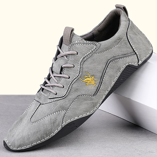 

Herre Oxfords Fritid Britisk Daglig Mikrofiber Kakifarget Grå Vår Høst