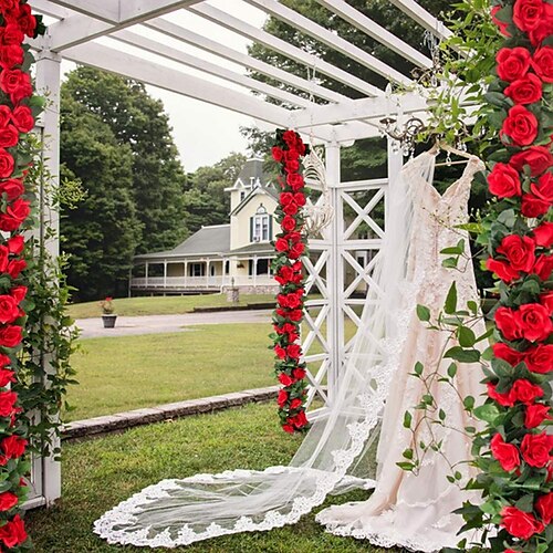 

Flor artificial de plástico tradicional parede de videira flor de videira 1 buquê 180 cm/71"", flores falsas para arco de casamento parede de jardim festa em casa arranjo de escritório de hotel