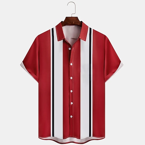 

Per uomo Camicia Camicia da bowling Camicia con bottoni Camicia estiva Maglietta informale Nero Vino Blu Rosso Manica corta A strisce Collo ripiegabile Strada Da mare Tasca frontale Abbigliamento Di