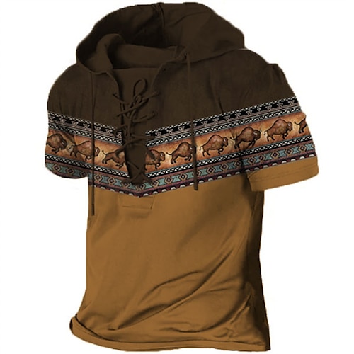 

Hombre Sudadera Con Capucha Marrón Con Capucha Animal Estampados Acordonado Estampado Deporte Diario Festivos Impresión 3D Casual De Deporte Primavera verano Ropa Sudaderas con capucha Sudaderas