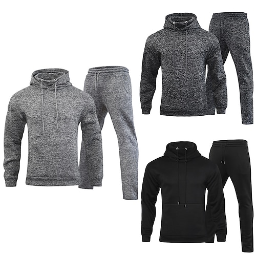 

Herren Trainingsanzug Jogginganzug Jogginganzüge Schwarz Hellgrau Dunkelgray Mit Kapuze Glatt Tasche 2 Teile Sport Strassenmode Strassenmode Cool Brautkleider schlicht Frühling Herbst Bekleidung