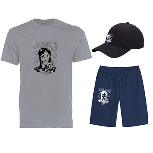 

Mercredi Addams Famille Addams Plus Jamais Académie Manches Ajustées Shorts Casquette de Baseball Imprime Art graphique Short Tee-shirt Chapeau Pour Homme Adulte Estampage à chaud 100 % Polyester