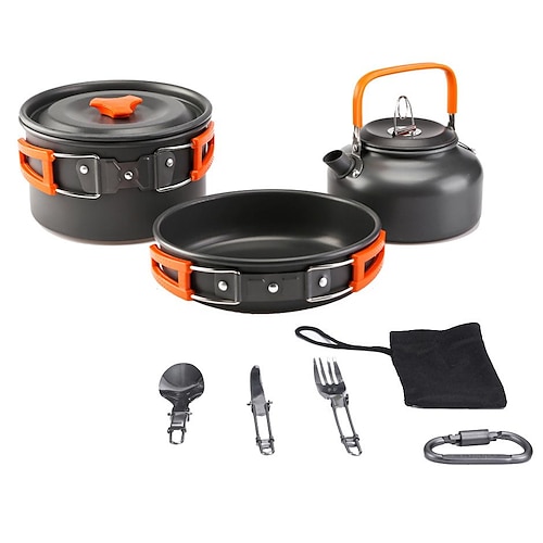 

Amazon's neues Outdoor-Camping-Set Topf Teekanne Kombination 2-3 Personen Set Topf mit Teekanne Geschirr Outdoor-Kochutensilien