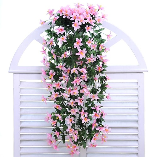 

1Pc Flower Vine Small Lily Flower Wall Hanging Flower Hanging Basket Flower , Living Room Home Decoration Fake Flower Silk Flower Simulation Flower Wall Decoration 80Cm
