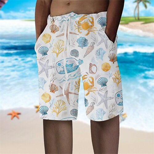 

Per uomo Pantaloncini estivi Pantaloncini da spiaggia A cordoncino Vita elastica Stampa 3D Pop art Oceano Traspirante Morbido Breve Informale Giornaliero Per eventi Streetwear Hawaiano Blu Viola