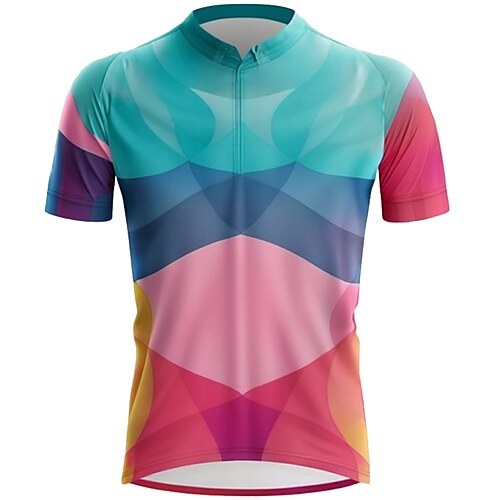 

21Grams Herre Sykkeltrøyer Kortermet Sykkel Topper med 3 baklommer Fjellsykling Veisykling Pustende Fukttransport Hurtigtørkende Refleksbånd Blå Geometrisk Polyester sport Klær