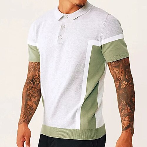 

Per uomo POLO Polo in maglia Informale Giornaliero Bavero Maniche corte Moda Classico Collage Pulsante Estate Grigio chiaro POLO