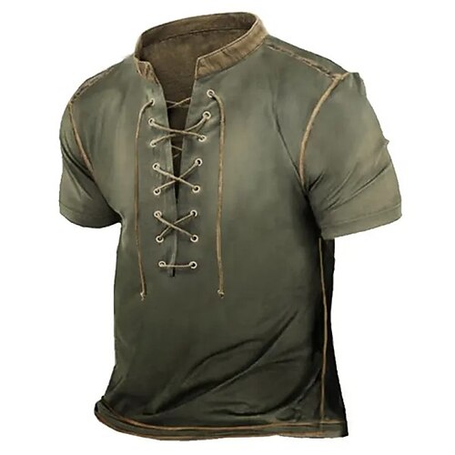 

Per uomo maglietta Liscio Colletto alla coreana Giornaliero Sport Manica corta Lacci Abbigliamento Di tendenza Originale Vintage