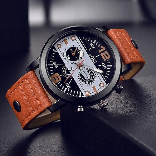 

Quartz Watch for Men Quartz Business Casual Couple Unisex Bracelet Leather Band Analog Women Men's Watches Round WristWatches Business 's Male Female Quartz Reloj Hour