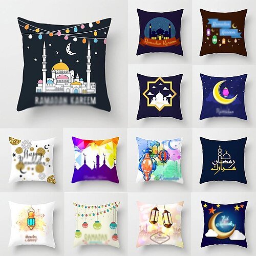 

ramadan kareem jeter taie d'oreiller eid mubarak 1 pc doux décoratif carré coussin cas taie d'oreiller pour chambre salon canapé canapé chaise lavable en machine