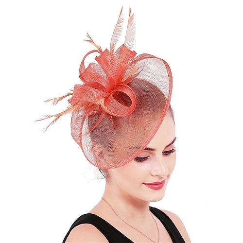 

fascinators Lino Matrimonio Kentucky Derby Di tendenza Signora Con Piume Fantasia floreale Copricapo Copricapo