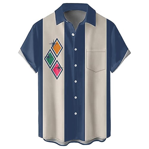 

Per uomo Camicia Camicia con bottoni Magliette da bowling Camicia da bowling vintage Collage Collo ripiegabile Nero Verde chiaro Rosso Blu marino Blu Plus Size Esterno Informale Manica corta