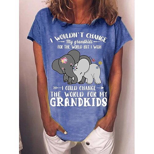 

Damen T Shirt Weiß Rosa Blau Graphic Text Bedruckt Kurzarm Täglich Wochenende Basic Rundhalsausschnitt Standard Farbe S