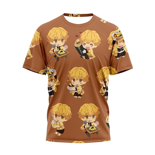 

Demon Slayer: Kimetsu no Yaiba Agatsuma Zenitsu Kanroji Mitsuri T-shirt 3D Grafisk T恤衫 Til Herre Dame Unisex Voksne 3D-udskrivning 100% Polyester