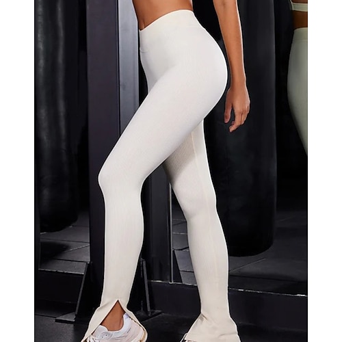 

Dame Yoga leggings Delt Mavekontrol Balleløft Hurtigtørrende Yoga Fitness Gym Træning Underdele Sort Hvid militærgrøn Sport Sportstøj Elastisk Tynde