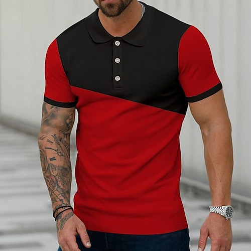 

Per uomo Polo Camicia da golf Golf Esterno Sport Bottoni Classico Maniche corte Rosso Informale Collage Pulsante frontale Estate Rosso violaceo Giallo Arancione Verde Grigio Polo