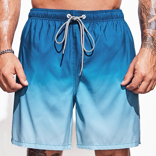 

Herre Surfeshorts Badeshorts Sommershorts Strandshorts Snorer med mesh fôr Elastisk midje Gradert Hurtigtørkende Kort Avslappet Daglig Ferie Bohem Hawaiisk Blå Mikroelastisk