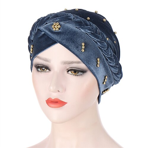 

retro lady donne cappello di perline musulmano treccia testa sciarpa turbante testa avvolgente copertura ramadan perdita di capelli copricapo islamico moda araba