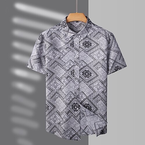 

Per uomo Camicia Maglietta informale Pop art Colletto classico Blu Grigio Informale Giornaliero Manica corta Abbigliamento Hawaiano Informale