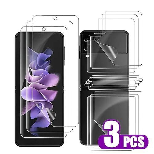 

3 juegos Teléfono Protector de Pantalla Protector de pantalla trasera Para Samsung galaxia Z Flip 4 Z Flip 3 Hidrogel de TPU Dureza 9H Autocuración Anti-Huellas A prueba de explosión Ultradelgado