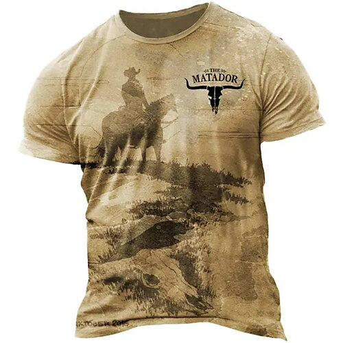 

Herre T-shirt T-Shirts Grafisk Hest Rund hals Tøj 3D-udskrivning udendørs Afslappet Kortærmet Trykt mønster Årgang Mode Designer