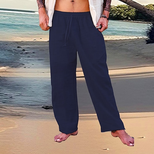 DGZTWLL White Baseball Pants Mens Mens Linen Pants 2023 Casual Summer  Drawstring Waist Hippie Yoga Beach Pants Lounge Baggy Harem Pants Work  Trousers(Navy-a,Large) at  Men's Clothing store