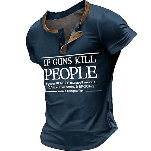 

Per uomo Camicia Henley Pop art Alfabetico Henley Abbigliamento Stampa 3D Esterno Giornaliero Manica corta Bottone giù Stampa Di tendenza Originale Comodo