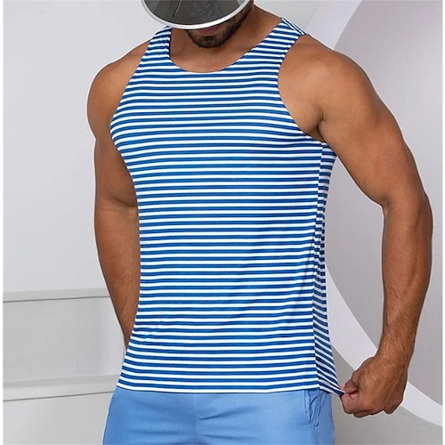 

Per uomo Panciotto Maglietta senza maniche da uomo Pop art Strisce Girocollo Abbigliamento Stampa 3D Giornaliero Sport Senza maniche Stampa Di tendenza Originale Muscolo