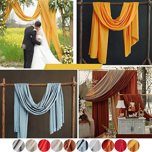 

Cortinas de arco de casamento branco tecido chiffon cortinas de pano de fundo transparente para cerimônia de festa decorações de arco de palco