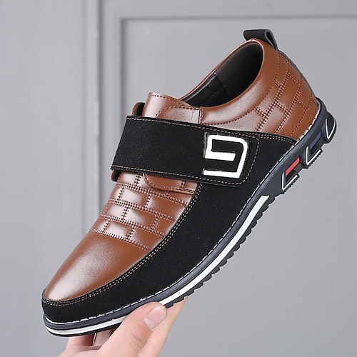 

Men's Oxfords Loafers Slip-Ons Plus Size Casual Outdoor Daily PU Breathable Black Blue Brown Color Block Summer Spring