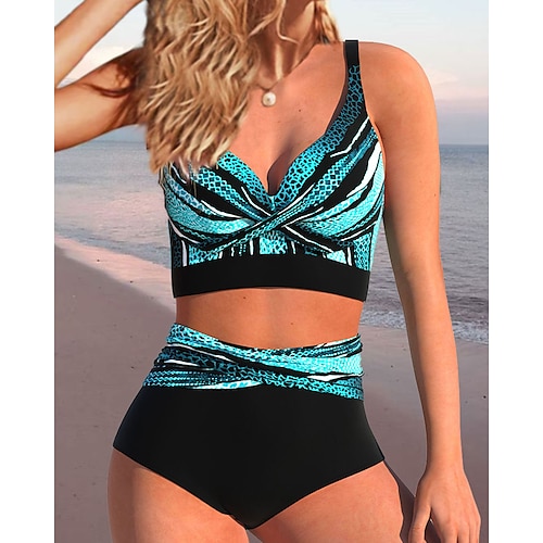 

Damen Badeanzug Bikinis Normal Bademode 2 Teile Print Graphic Punkt Schwarz Königliches Blau Blau Himmelblau Badeanzüge Sport Strandbekleidung Sommer