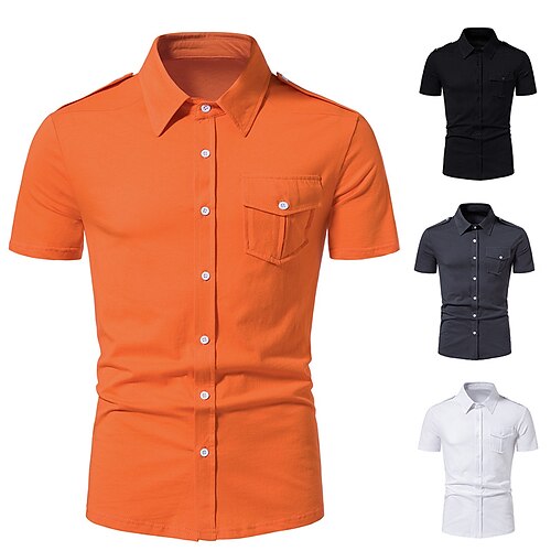 

Per uomo Camicia Camicia con bottoni Camicia estiva Maglietta informale Nero Bianco Arancione Grigio scuro Manica corta Liscio Collo ripiegabile Giornaliero Da mare Tasca frontale Abbigliamento Di