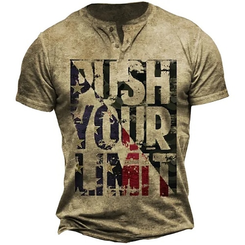 

Per uomo Camicia Henley Magliette Pop art Alfabetico Henley Abbigliamento Stampa 3D Esterno Informale Manica corta Bottone giù Stampa Di tendenza Originale Comodo