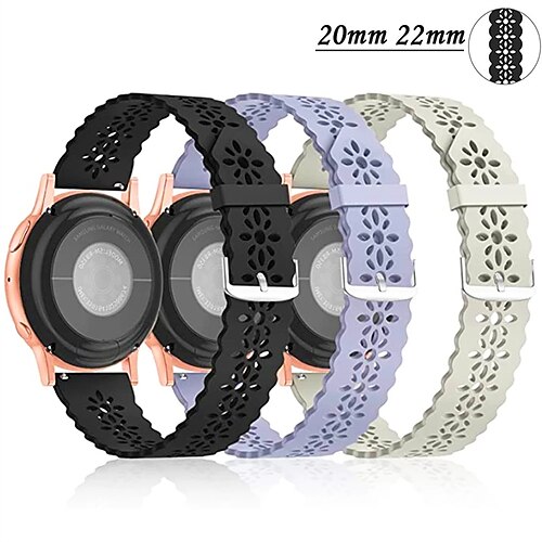 

Smart Watch Band for Samsung Galaxy Watch 5 Pro 45mm 4 Classic 42mm 46mm 3 41mm Active 2 40mm 44mm Gear Sport S3 Frontier S2 2 Neo Live Soft Silicone Smartwatch Strap Waterproof Lace Silicone Band